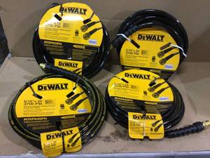 LOt of 4 DEWALT 516 in. x 25 ft. 3700 psi ReplacementExtension Hose not used  Customer Returns See Pictures