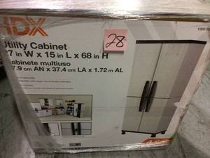 27 in. W 4 Shelf Plastic Multi-Purpose Cabinet in Gray by HDX&nbsp&nbspCustomer Returns See Pictures&nbsp