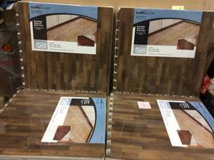 BrownTravertine 24 in. x 24 in. x 0.47 in. Wood All Purpose Flooring (4-Pack) by TrafficMaster&nbsp&nbspCustomer Returns See Pictures&nbsp