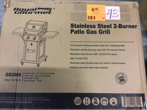 Deluxe 2-Burner Patio Propane Gas Grill in Stainless Steel with Folding Side Tables&nbsp&nbspCustomer Returns See Pictures&nbsp