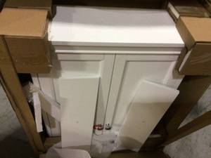 Haven 23.63 in. W x 27-12 in. H x 8 in. D Bathroom Storage Wall Cabinet in White&nbsp&nbspCustomer Returns See Pictures&nbsp