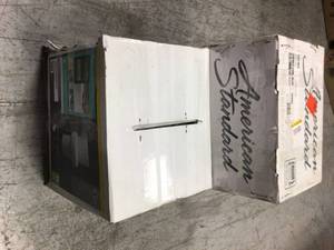 American Std Tofino Complete 1-Piece 1.1 GPF Dual Flush Elongated Toilet in White with Slow Close Seat not used open box see pictures