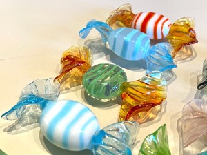 17 Pieces of Colorful Art Glass Candies