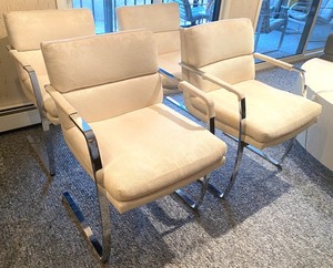 Four Contemporary Chrome and Upholstered Chairs