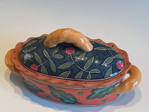 Signed Covered Pottery Dish