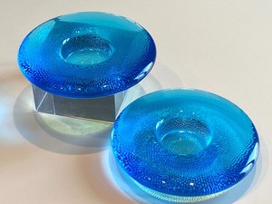 Two Vibrant Blue Candle Holders