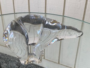 Two Hadeland and one Baccarat Bear Figurines