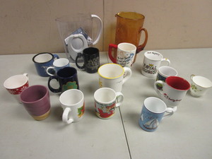 lot 563 image: COFFEE MUGS, SEASONAL-THEME, NOTRE DAME, COSTA RICA, YOUR HIGHNESS, MORE, BRITA PITCHER