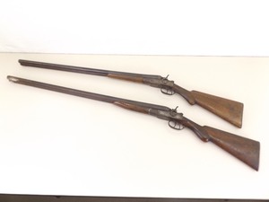2 Antique NON WORKING Double Barrel Shotgun Wall Hangers