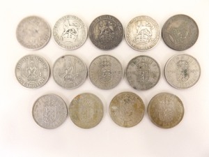 14 Antique British Silver Three Pence Coins