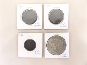 3 VERY VERY Old British Coins, and 1 Silver Charles and Diana Coin