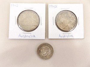 Lot of 2 Antique Australian Silver Florin and 1 Silver Shilling