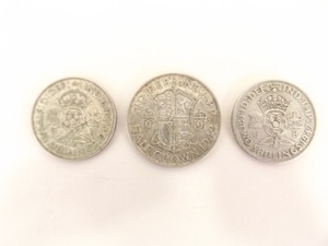 1 Antique British Silver Half Crown, and 2 Silver Two Shilling Coins