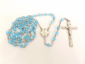 .925 Sterling Silver Blue Crystal Catholic Rosary