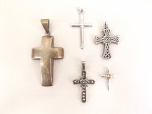 Lot of .925 Sterling Silver Christian Cross Pendants
