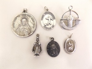 Lot of .925 Sterling Silver Catholic Saint Pendants and Charms