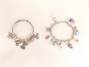 2 Vintage .925 Sterling Silver Baby Boy and Girl Charm Bracelets