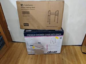 lot 108 image: Oasis Space Toilet Safety Rail & Drive Medical Shower Chair with Back
