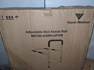 lot 110 image: Vaunn Medical Adjustable Bed Assist Rail, Vive Stand Alone Toilet Rail, Carex E-Z Lock Raised Toilet Seat