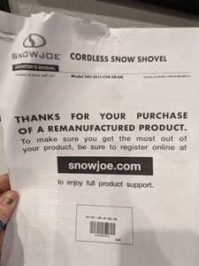lot 11 image: Snowjoe 24V Ion Cordless Snow Shovel