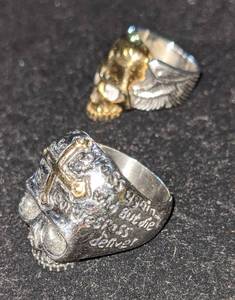 lot 139 image: 2 Mens Stainless Steel Skull Rings