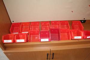 lot 231 image: Lot of (15) Akro-Mils Akro Bins Plastic Storage Organizer Bin