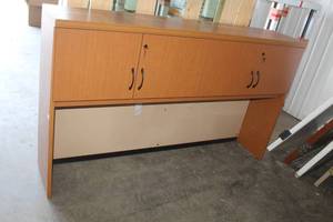 lot 245 image: Wood Desktop Cabinet 4-locking door with keys