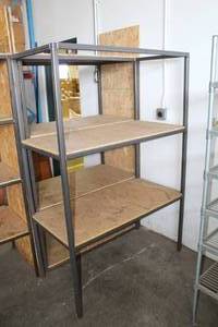 lot 250 image: Metal Shelving Unit 3-wood shelf