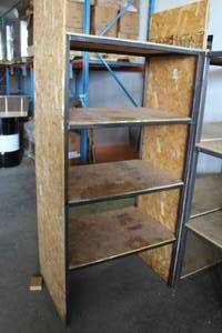 lot 251 image: Metal Shelving Unit 4-wood shelf