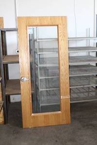 lot 228 image: Solid Wood Interior Door with Glass Window