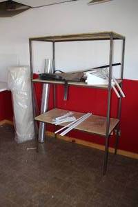 lot 258 image: Metal Shelving Unit 3-wood shelf
