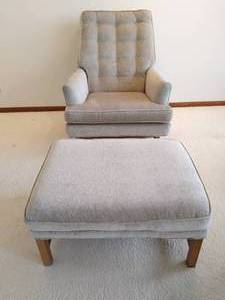 Upholstered Arm Chair with Ottoman