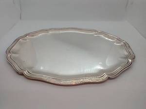 800 Silver Tray With Glass Inlay