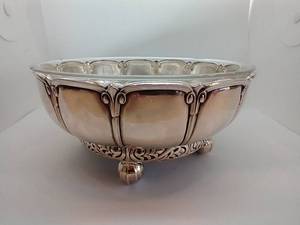 800  Silver Bowl With Glass Insert