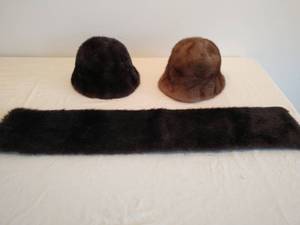 Two Albrechts Furs Hats and Faux Fur Scarf