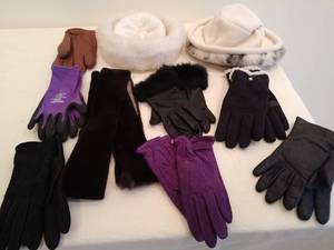 Collection of Womens Gloves, Hats, and Scarf