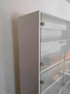 White Lighted Display Cabinet With Six Glass Panel Doors