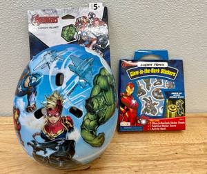 lot 27 image: Avengers Youth Bike Helmet and Stickers
