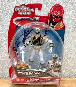 lot 1 image: AUTOGRAPHED Mighty Morphin Power Rangers Mega Force White Ranger Action Figure