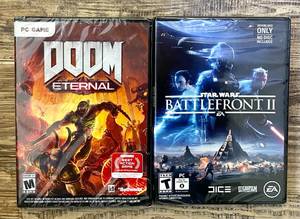 lot 58 image: Lot of 2 PC Games- Doom Eternal Star Wars Battlefront II
