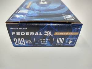 20 Rounds .243 Jacketed Soft Point Ammunition