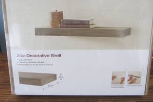 lot 77 image: 23.6 in. W x 10.2 in. D x 2 in H Driftwood Gray Oak Floating Shelf