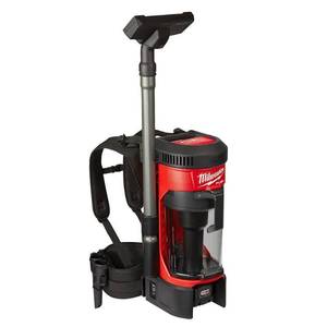 lot 16 image: Milwaukee M18 FUEL 18-Volt Lithium-Ion Brushless 1 Gal. Cordless 3-in-1 Backpack Vacuum (Tool-Only), 0885-20 - Missing parts and accessories.