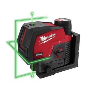 lot 25 image: Milwaukee M12 12-Volt Lithium-Ion Cordless Green 125 ft. Cross Line and Plumb Points Laser Level Kit, 3622-21 - Missing  3.0 Ah Battery and other parts.