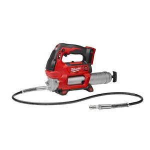 lot 28 image: Milwaukee M18 18-Volt Lithium-Ion Cordless Grease Gun 2-Speed (Tool-Only), 2646-20 - Powers on but sparks - For partsrestore.