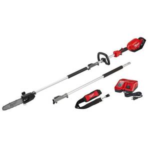 lot 40 image: Milwaukee M18 FUEL 18-Volt Lithium-Ion Brushless Cordless 10 in. Pole Saw Kit with Attachment Capability and 9.0 Ah Battery, 2825-21PS - NEW, Manufacture Sealed.