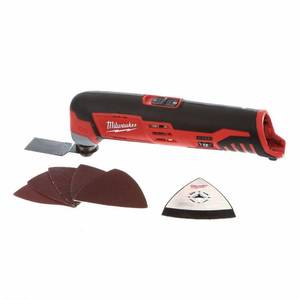 lot 53 image: Milwaukee M12 12-Volt Lithium-Ion Cordless Multi-Tool (Tool-Only), 2426-20, Wont Power On - For PartsRestore - Missing blade and sanding accessories