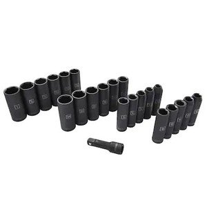 lot 81 image: Kobalt 23-Piece Standard (SAE)Metric Combination 12-in Drive Shallow Deep 6-point Impact Socket Set 80725 - LIKE NEW