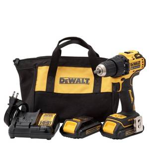 lot 84 image: Dewalt DEWALT ATOMIC 20-Volt MAX Lithium-Ion Brushless Cordless Compact 12 in. Drill Driver w (2) Batteries 1.3Ah, Charger & Bag, DCD708C2 - LIKE NEW