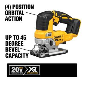 lot 90 image: DEWALT 20-Volt MAX XR Cordless Brushless Jigsaw (Tool-Only), DCS334B - LIKE NEW